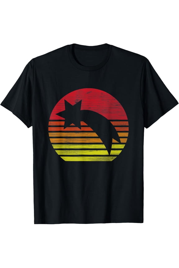 Retro Falling Star Silhouette T-Shirt men and women can wear, black, white, gifts