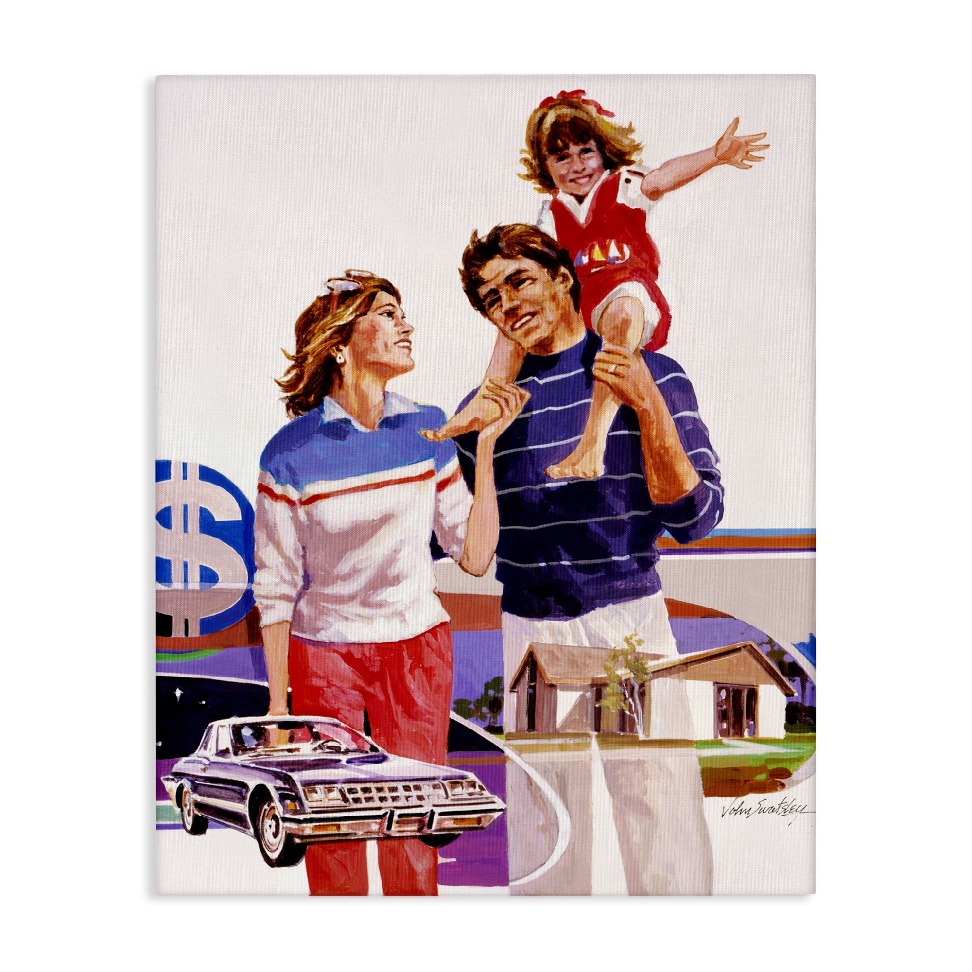 Retro Family Nostalgia Portrait Canvas Wall Art, design by Wind River Studios
