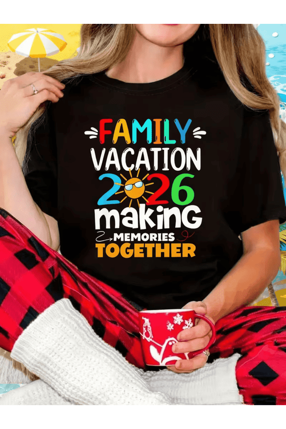 Retro Family Vacation 2026 Making Memories Together Matching Summer Travel Graphic Tee Short Sleeve Crewneck T-Shirt for Men Women Adults