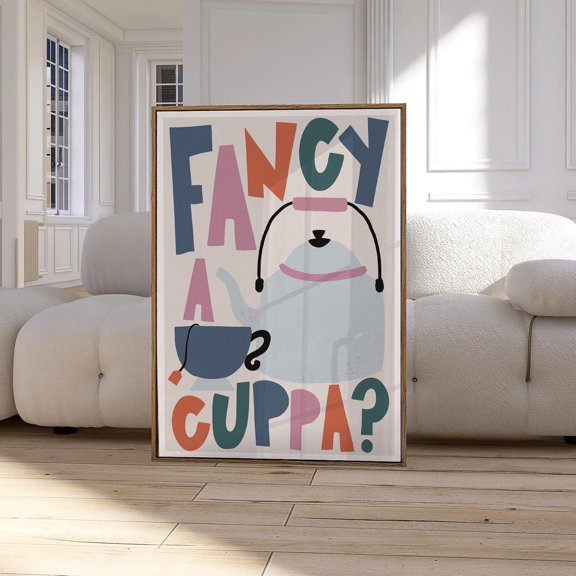 Retro Fancy A Cuppa Kitchen Print Cute Retro Tea Print Gift For Foodie Tea Lover Print Kitchen Wall Art 2719
