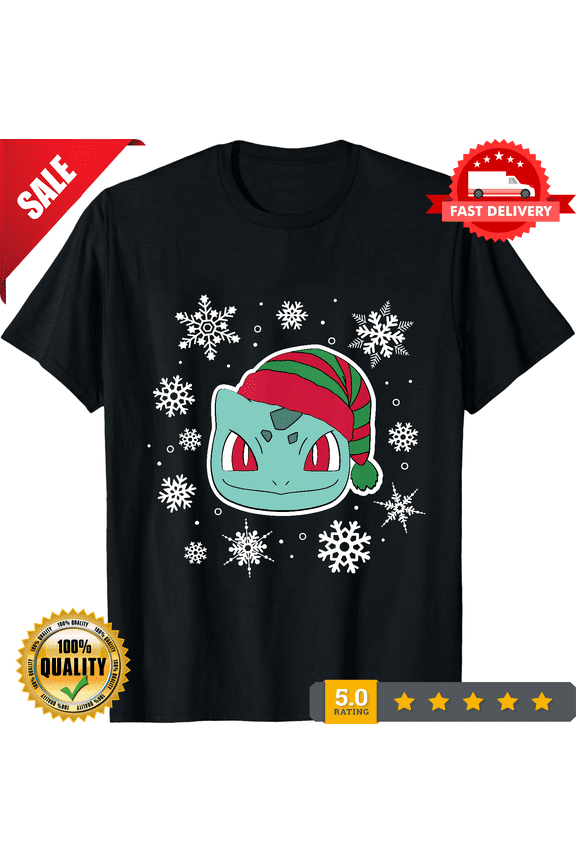 Retro Fantasy Animal Shirt - Bulbasaur Snowflakes Shirt, Unisex Up To Sizes 3XL, LIMITED EDITION-TH73510