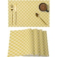 thumbnail image 1 of Retro Farm Beige Yellow Check Placemats Set of 6 Washable Table Mats for Holiday/Wedding Party, Indoor Outdoor Place Mats Rural Pastoral Buffalo Kitchen Dining Tabletop Decoration Placemat, 12x18IN, 1 of 7
