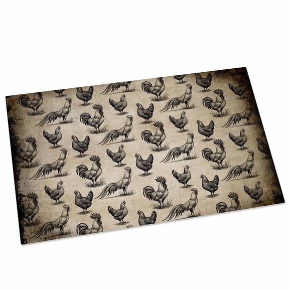 Retro Farm Door Mat 16x24 Inch Chicken Rooster Animal Farmhouse Entryway Rug with Non-Slip Rubber, Front Door Rug Indoor Floor Mats for Living Room Bathroom Bedroom Home Office