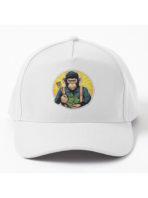 Retro Farmer Monkey Baseball Hat, Agriculture Animal Character Graphic Design, Classic Cap