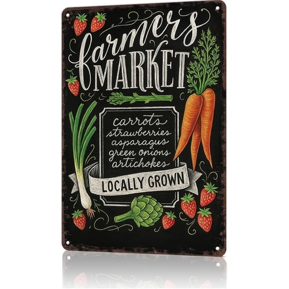 Retro Farmers Market Metal Tin Sign for Home Bar Garage Office Decor 8x12 Inch