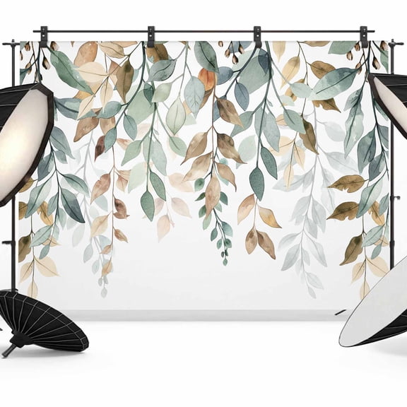 Retro Farmhouse Backdrop for Photography, Style Plants Green Leaves Photo Backdrop Portrait Background Party Banner Photo Backgrounds for Studio Booth Props, 7x5ft