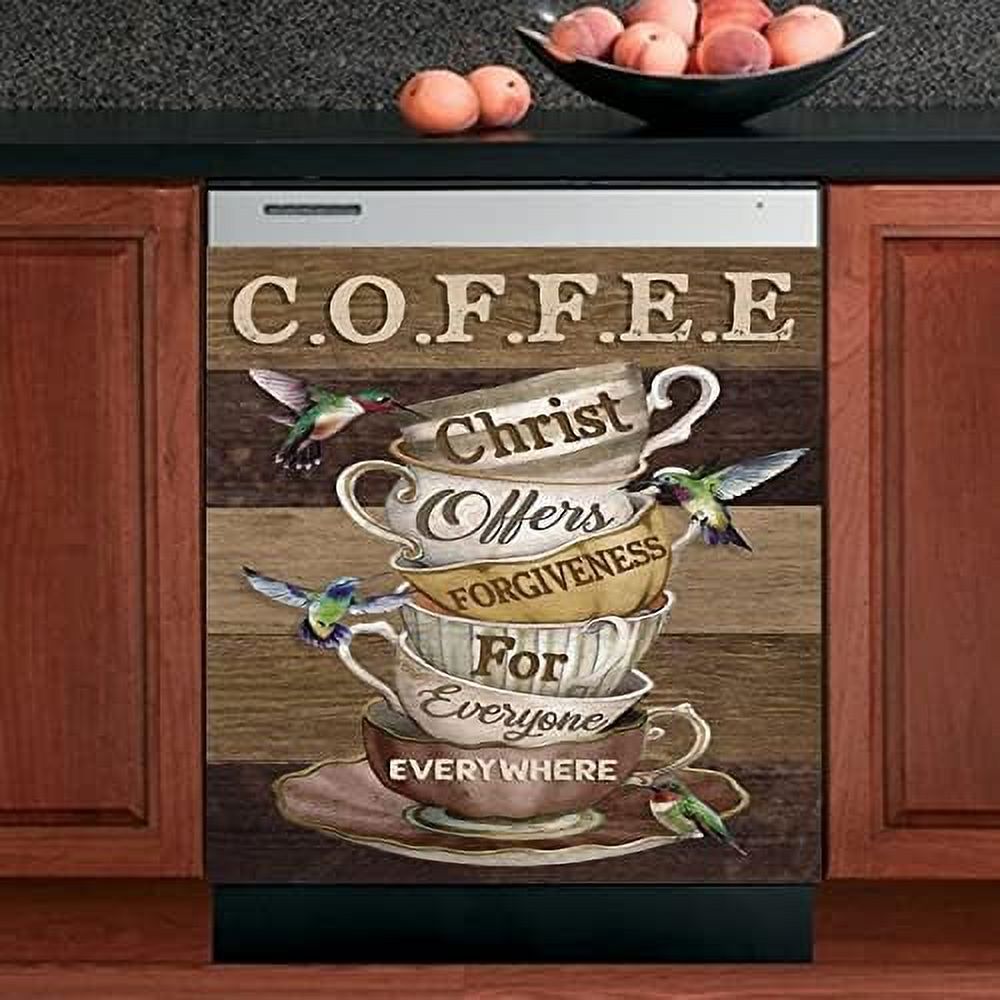 Retro Farmhouse Coffee Dishwasher Covers for Front Christian