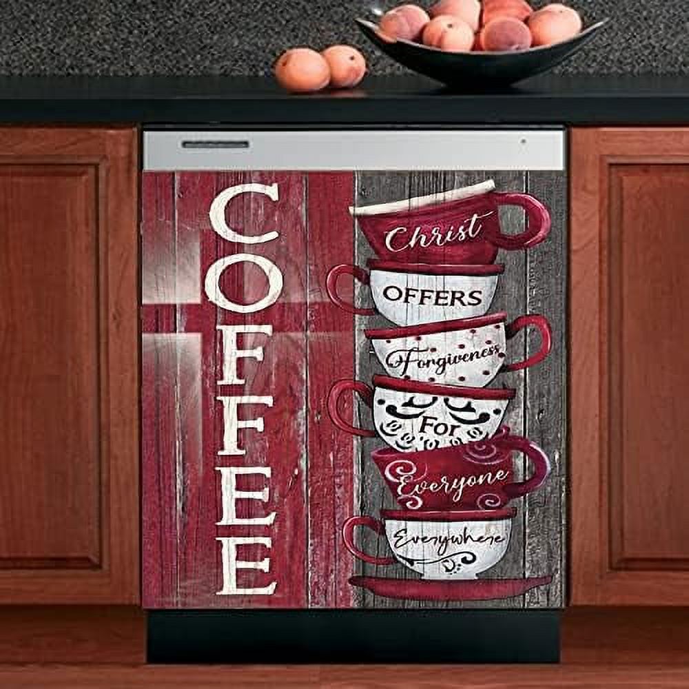 Retro Farmhouse Coffee Dishwasher Covers for Front Christian