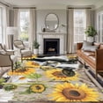 thumbnail image 1 of Retro Farmhouse Flower Area Rug 6x9 Washable Rug Non Slip Yellow Sunflowers Cow Barn Doors Brown Large Area Rug Soft Stainresistant Indoor Floor Carpet for Living Room Bedroom Home Office Dining Room, 1 of 8