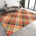 thumbnail image 1 of Retro Farmhouse Geometric Irregular Lines Area Rugs, Red Green Orange Plaid Large Decorative Rug, Machine Washable Breathable Durable Carpet Indoor Decor 5ft x 8ft, 1 of 6
