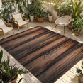 thumbnail image 1 of Retro Farmhouse Outdoor Rug for Patio/Deck/Porch, Non-Slip Large Area Rug 5 x 8 Ft, Brown Wooden Grain Cabin Country Plank Indoor Outdoor Rugs Washable Area Rugs, Reversible Camping Rug Carpet Runner, 1 of 8