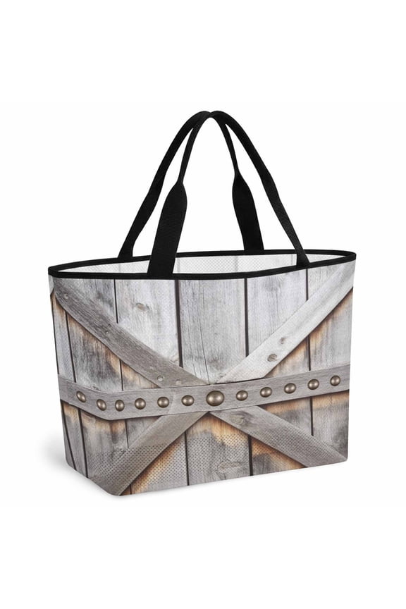 Retro Farms Beach Bag for Women, Large Breathable Mesh Beach Tote Bag, Farmhouses Vintage Cabin Barn Wood Plank Sandproof Lightweight Travel Bags for Vacation Picnic Swimming Pool 15.7"x15.7"x9.1"
