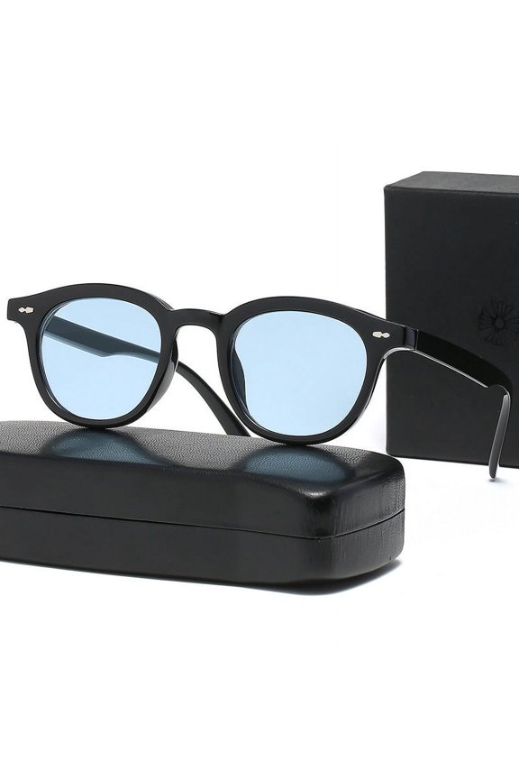 Retro Sunglasses Korean Fashion Simple Lightweight Eyewear with Resin Lens and PC Frame Street Shot Look Frame Width