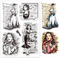 thumbnail image 1 of Retro Fashion Lady Clear Stamps for Cards Making Vintage Woman Background Silicone Clear Stamp Seals Transparent Stamps for DIY Scrapbooking Photo Album Journal Home Decoration, 1 of 7