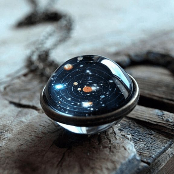 [Retro Fashion Personalized Woman Pendant] 1Pc Exquisite Retro Space Glass Starry Sky Fashion Personalized Copper Multicolor Woman Pendant Necklace Party,Polychrome