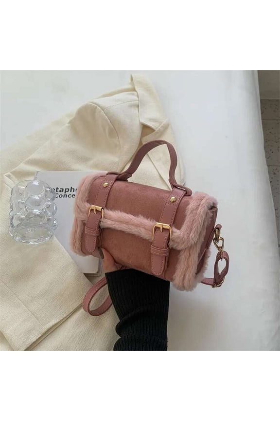 Retro Fashion Plush Boston Crossbody Bag - Unisex Carryall Purse