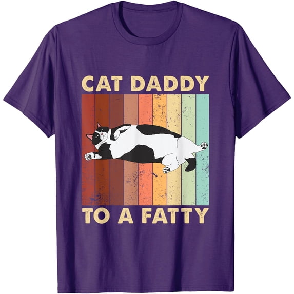 Retro Fat Chonk Dad Funny Cat Daddy To A Fatty Softstyle T-Shirt for Men Women Kids Toddler,Purple Color,Size 3T