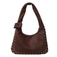 thumbnail image 1 of Retro Faux Suede Rivet Shoulder Bags Large Studded Purse Slouchy Shoulder Purse Fall Accessories (Coffee), 1 of 10
