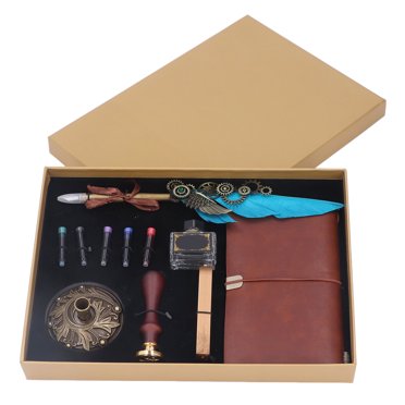 Feather Quill Pen And Ink Set - Antique Calligraphy Dip With Ink