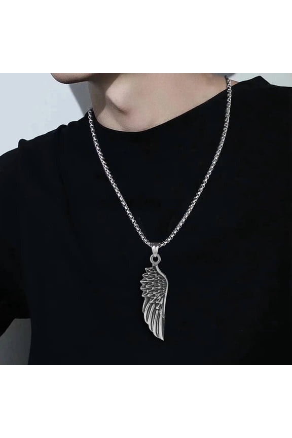 Retro Feather Wings Pendant Necklace For Men Women Hip Hop Style Silver Color 14K White Gold Neck Chain Fashion Jewelry Gifts