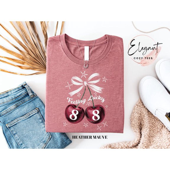 Retro Feeling Lucky Cherry Ball T-Shirt, Vintage Inspired Cherry Lucky Number Shirt, Retro Cherry Y2K T-Shirt, Trendy Graphic Tee Shirt Tshirt All Size S-5XL