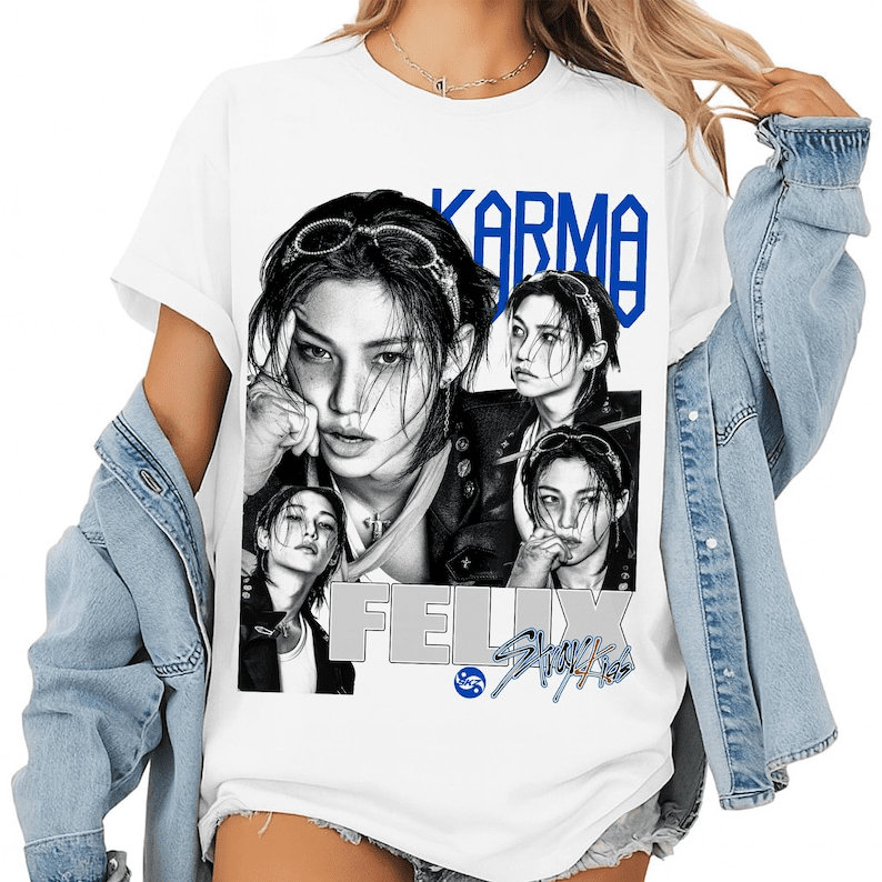 Retro Felix Kpop T-Shirt, Stray Kids Karma Album Shirt