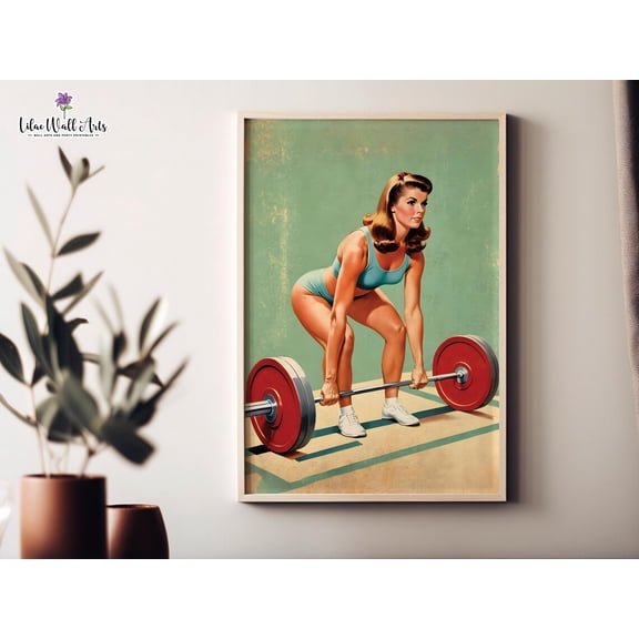 Retro Female Bodybuilding Print, Unframed Paper Poster 8x10in