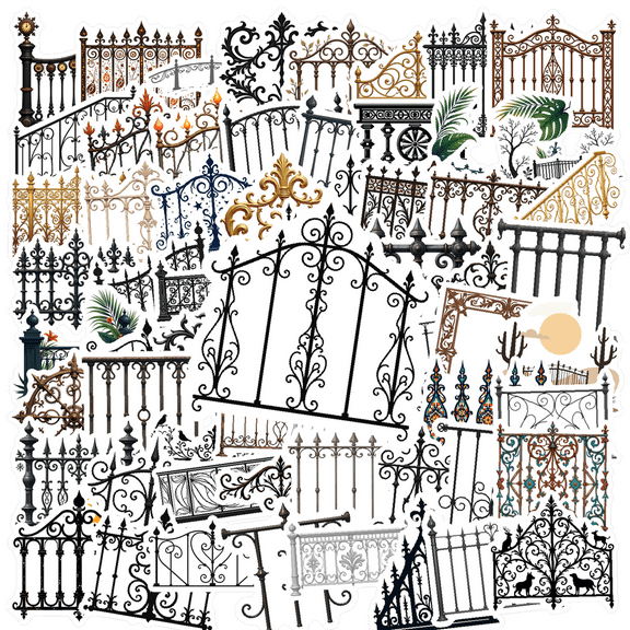 Retro Fence Theme Stickers, Waterproof Fence Theme Sticker for Water Bottle Laptop Phone Cases Planner Skateboard Luggage Helmet Party Favor Decor, Ideal for Adults Teens Teacher Rewards