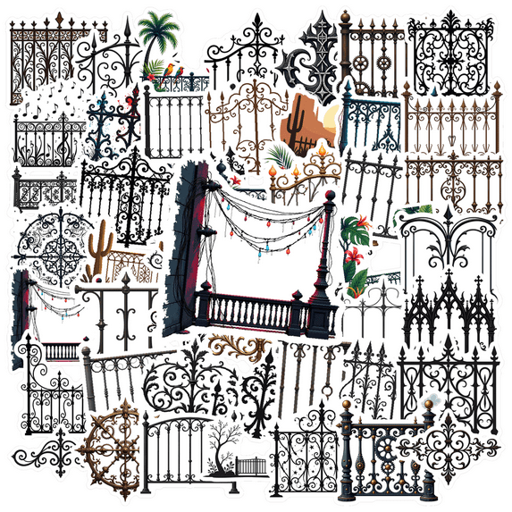 Retro Fence Theme Stickers, Waterproof Fence Theme Sticker for Water Bottle Laptop Phone Cases Planner Skateboard Luggage Helmet Party Favor Decor, Ideal for Adults Teens Teacher Rewards