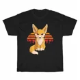 thumbnail image 1 of Retro Fennec Fox Cute Foxes Animal Lover Small Desert Creature Unisex T-Shirt, up to size 5XL, 1 of 2