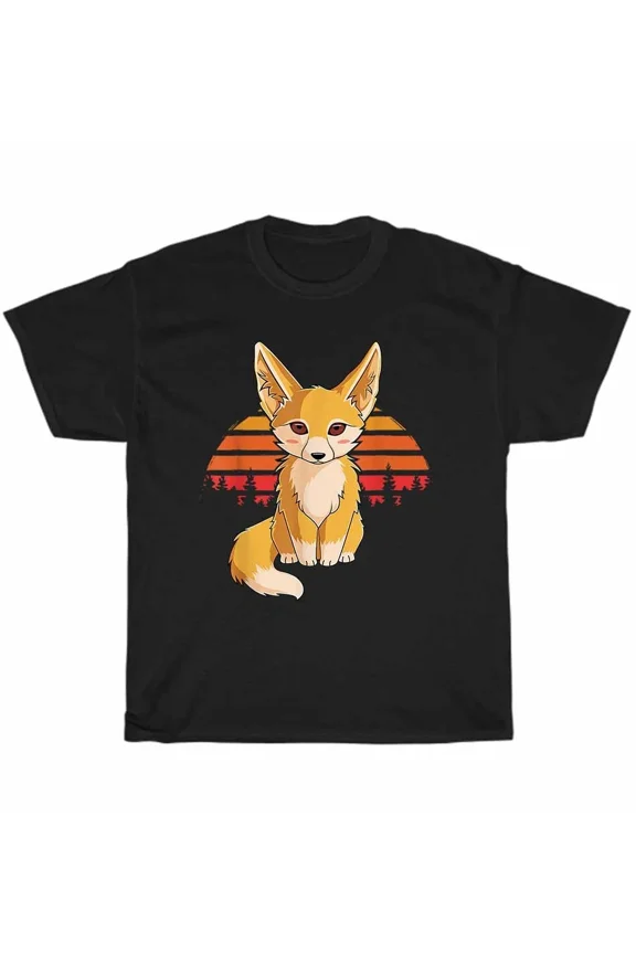 Retro Fennec Fox Cute Foxes Animal Lover Small Desert Creature Unisex T-Shirt, up to size 5XL