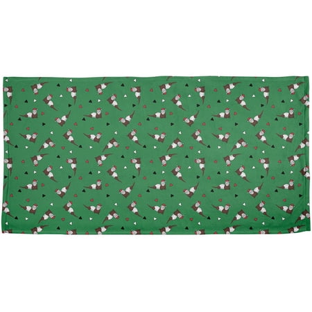 Retro Ferry Merry Christmas Ferret Pattern All Over Bath Towel