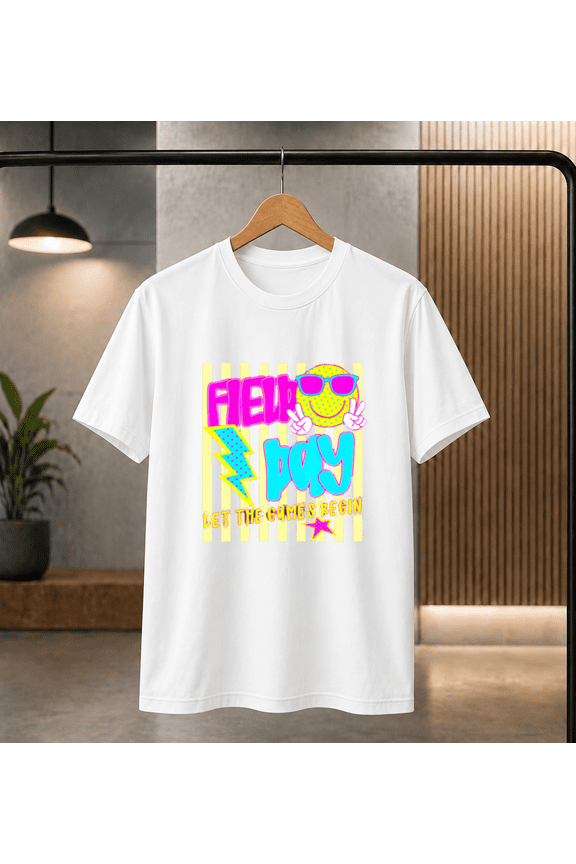 Retro Field Day Let The Games Begin Smiley Face T-Shirt, for men & women, S-5XL