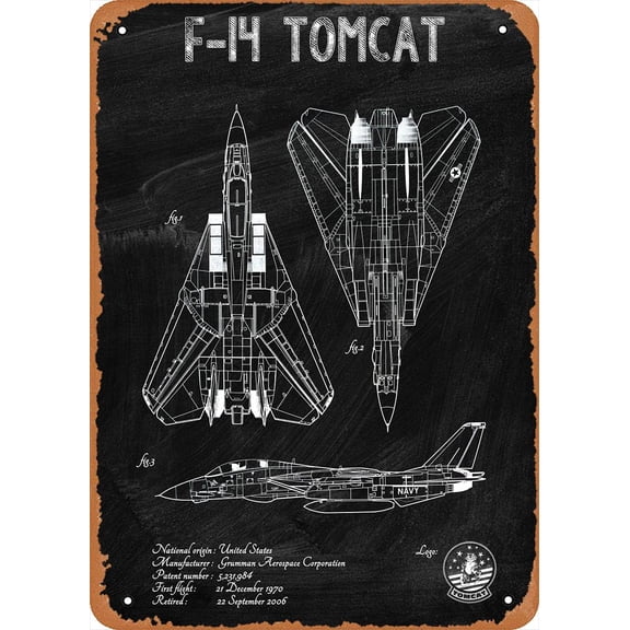 Retro Fighter Jet Decorative Metal Tin Sign 8x12 Inch Vintage Wall Art Decoration