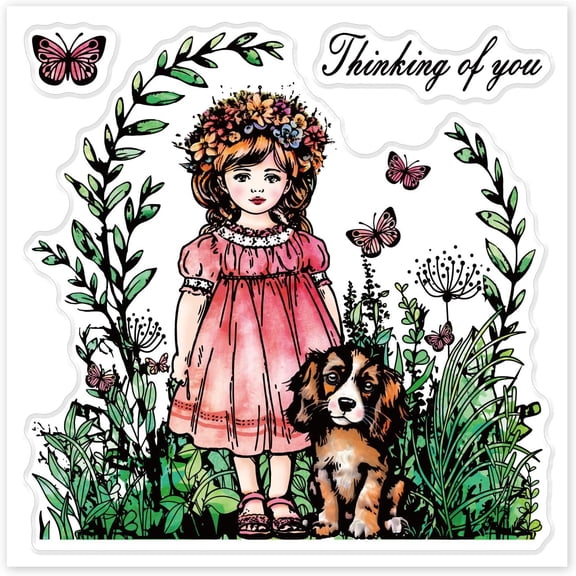 Retro Figures Clear Stamps for Scrapbooking Dog Silicone Clear Stamp Seals Transparent Stamps for Cards Making Photo Album Journal Home Decoration colorful DIY