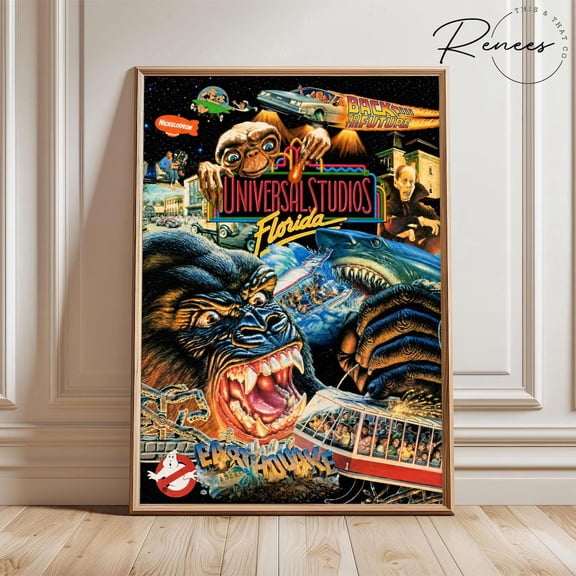 Retro Film Vintage Creature Collage Art Horror Adventure Wall Art Classic Sci Fi Monster Print Cinematic Wall Decor