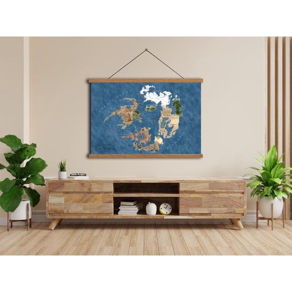 Retro Final Fantasy VIII World Map Vintage Gaming Room Cartography Art, Stretched Canvas