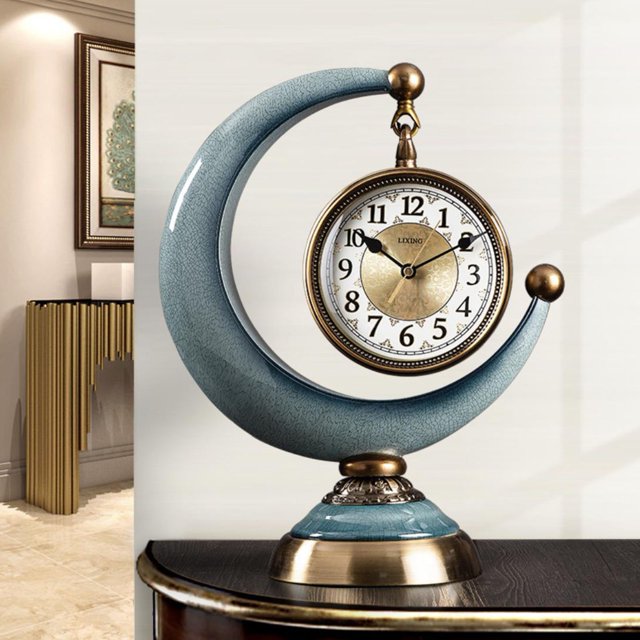 Retro Fireplace Table Clock Decor Home Office Desk Decoration Silent ...