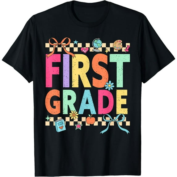 Retro First Grade Back To School 1st Grade Teacher Girl Boy T-Shirt Tops Tee