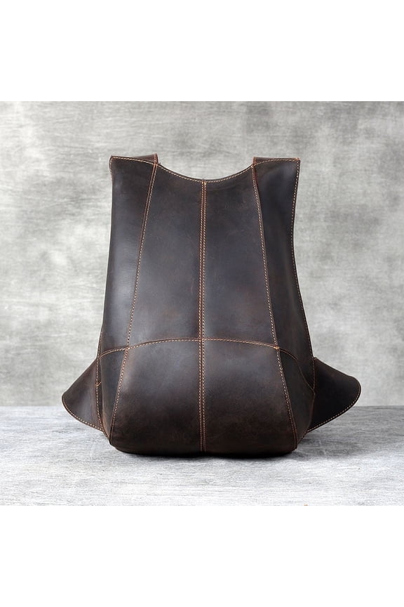 Retro First Layer Cowhide Backpack Crazy Horse Cowhide Ladies Small Backpack,Dark brown
