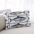 thumbnail image 1 of Retro Fish Coastal Throw Pillow Cover, Pillowcase Protectors with Zipper, Breathable Decorative Lumbar Pillow Case Cover, Vintage Summer Beach Nautical Ocean Pillow Shams for Couch Sofa 12x20Inch, 1 of 8