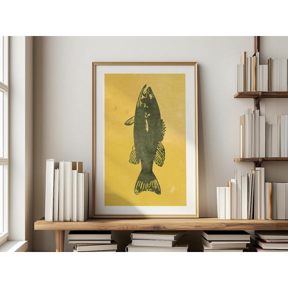 Retro Fish Fishing Dad Wall Art, Unframed Paper Print Size 8x12