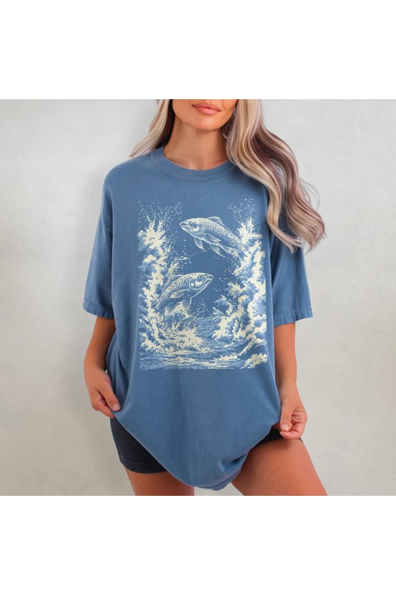 Retro Fish Shirt - Vintage Fishing T-Shirt, Bass Fisherman Gift, River Fish T Shirt, Ocean Fish Graphic Tee, Fly Fishing Gift, Unisex T-Shirt