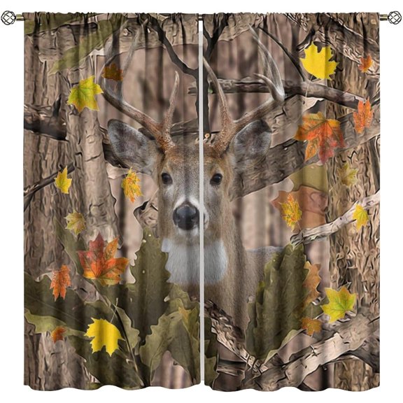 Retro Fishing Curtains Vintage Rustic Cabin Forest Nature Art Fisherman Blackout Window Treatment for Bedroom Living Room Decor Window Drapes 84" W X 84" L