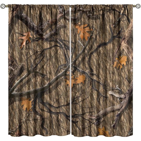 Retro Fishing Curtains Vintage Rustic Cabin Forest Nature Art Fisherman Blackout Window Treatment for Bedroom Living Room Decor Window Drapes 84" W X 84" L