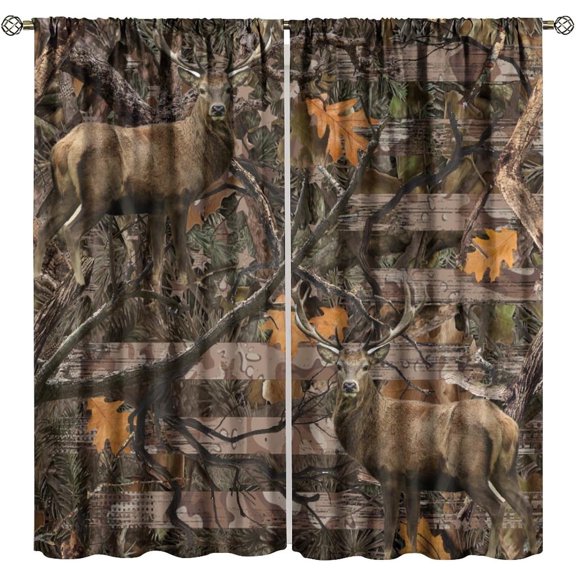 Retro Fishing Curtains Vintage Rustic Cabin Forest Nature Art Fisherman Blackout Window Treatment for Bedroom Living Room Decor Window Drapes 84" W X 84" L