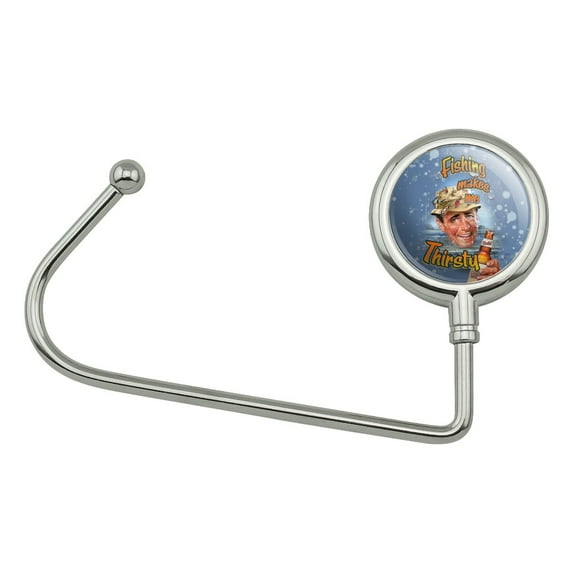 Retro Fishing Makes Me Thirsty Purse Bag Hanger Holder Hook