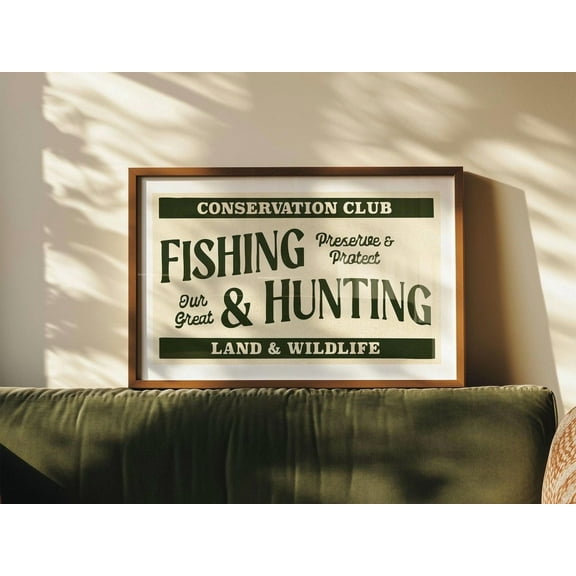 Retro Fishing and Hunting Conservation Club Poster