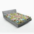 thumbnail image 1 of Retro Fitted Sheet, Abstract Grunge Background with Geometric Cubes Inner Circles Graphic Design, Soft Decorative Fabric Bedding, Queen Size, Multicolor, by Ambesonne, 1 of 2