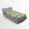 thumbnail image 1 of Retro Fitted Sheet, Abstract Grunge Background with Geometric Cubes Inner Circles Graphic Design, Soft Decorative Fabric Bedding, Twin XL Size, Multicolor, by Ambesonne, 1 of 2
